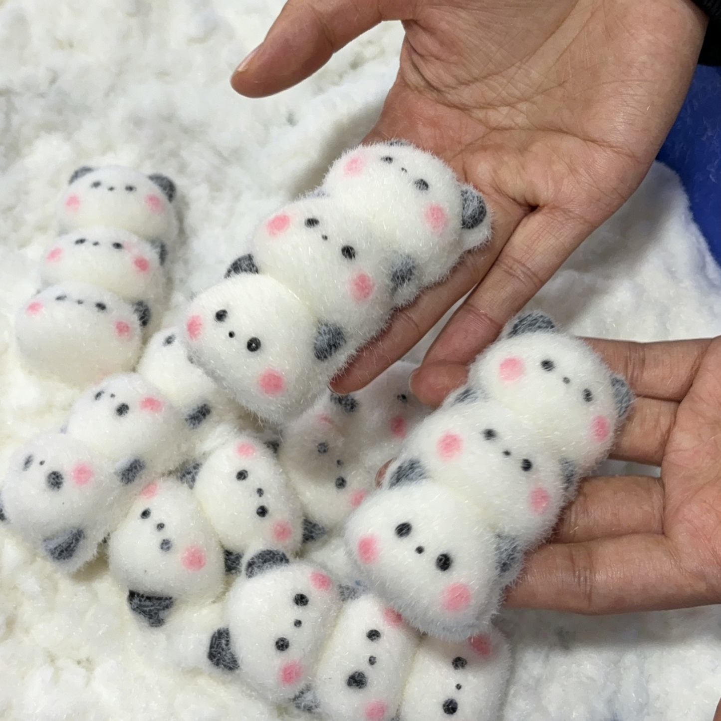 Three-piece panda stress-relief toy
