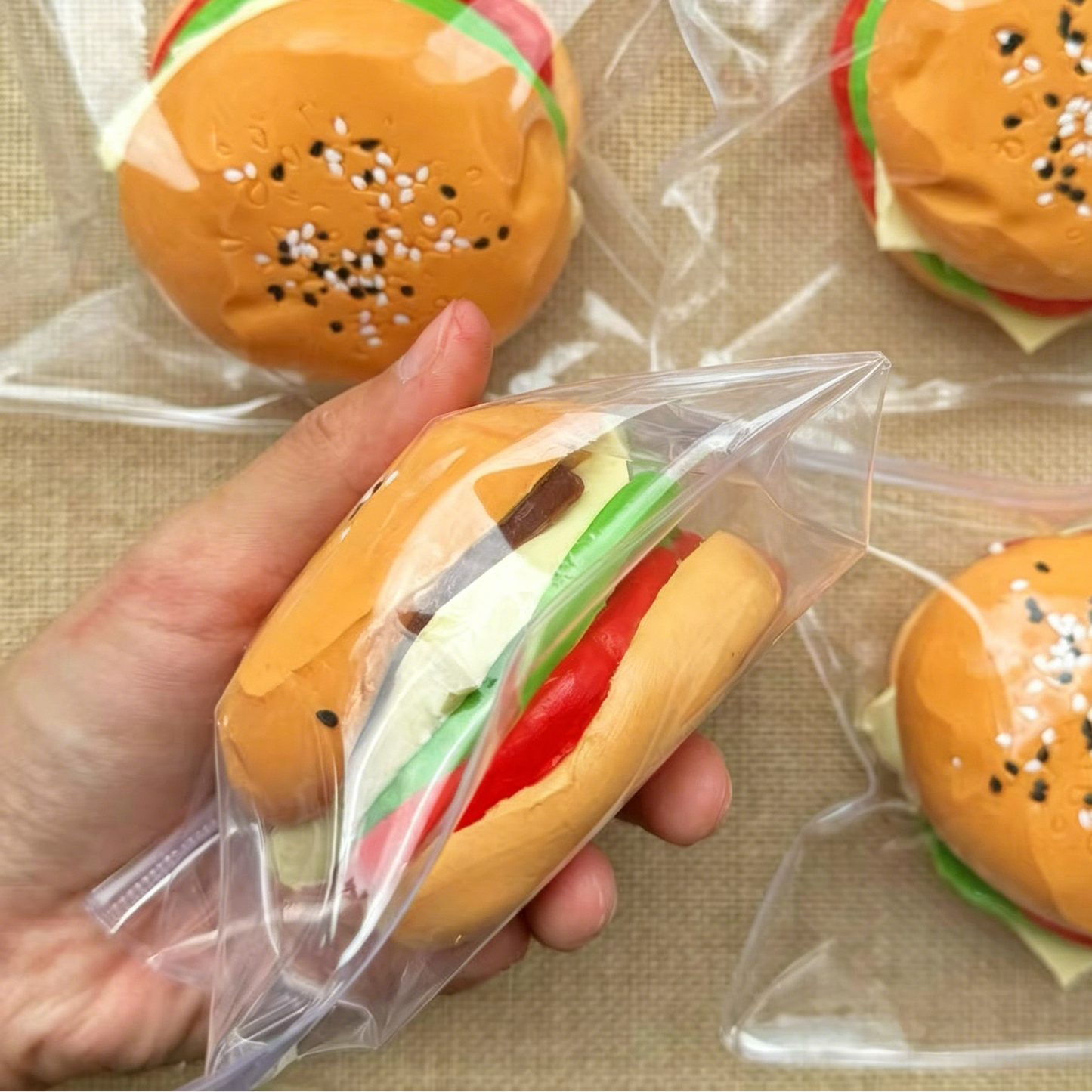 Silicone hamburger stress-relief toy