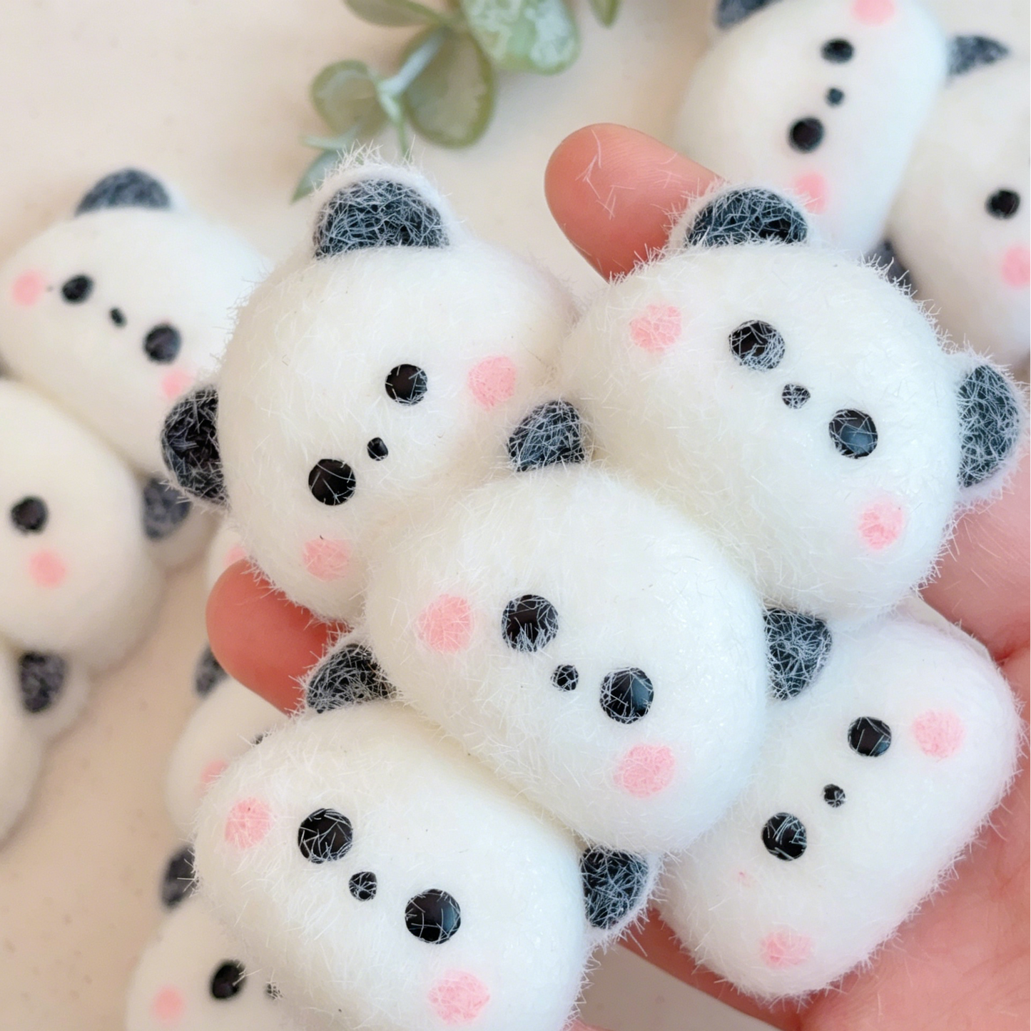 Three-piece panda stress-relief toy