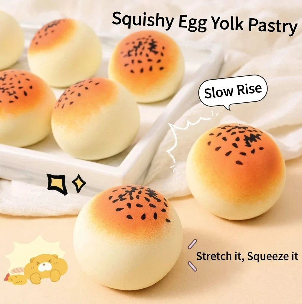 Egg Yolk Pastry Squishy, Ultra-Soft Realistic Food Fidget Toy for Stress Relief &Desk Decor